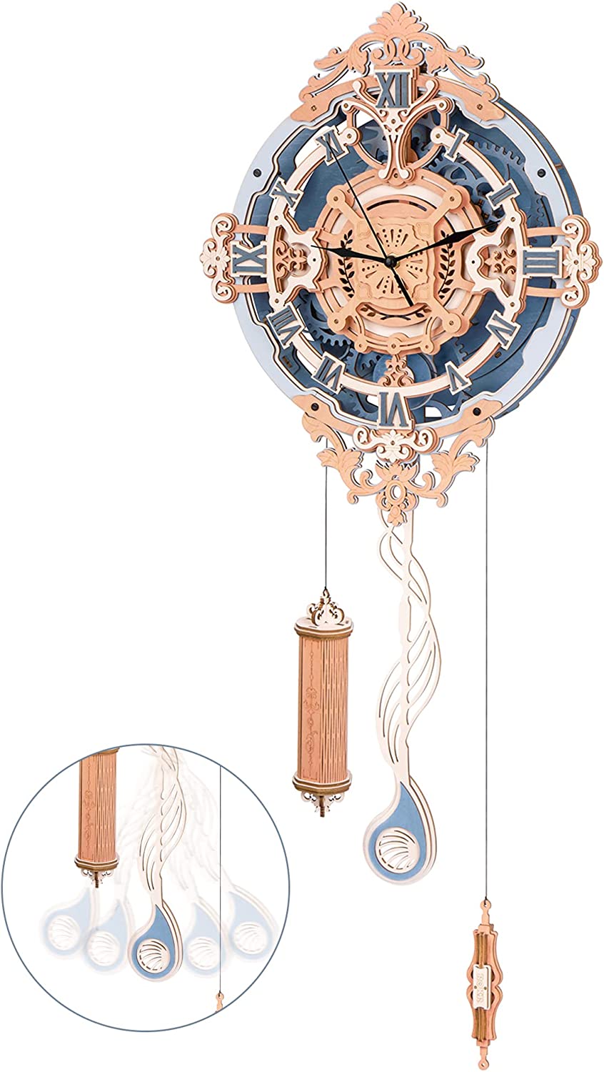 Robotime ROKR 3D Wooden Puzzle Time Art Romantic Notes Wall Clock Model Toys For Children Kids - LC701