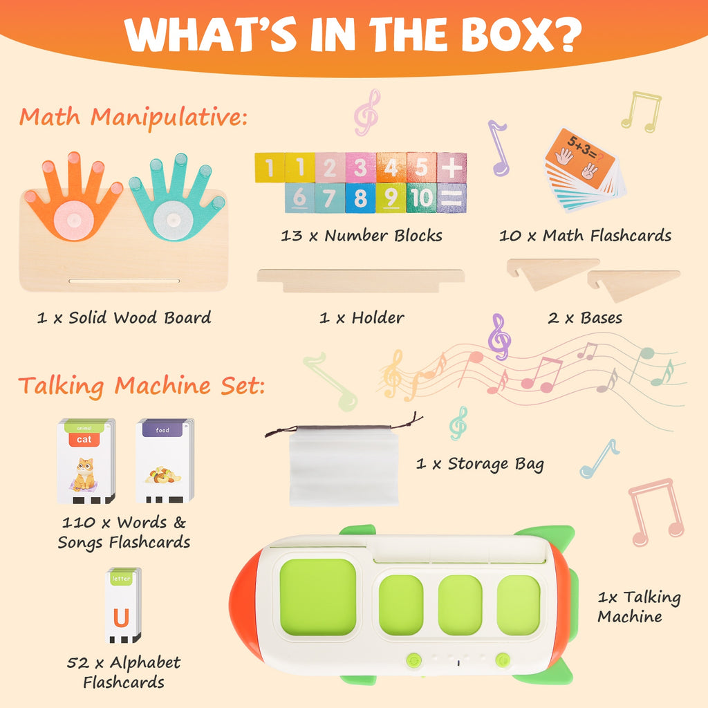 Talking Flash Cards And Finger Counting Math Board Interactive Learning Toys For Kids Aged Over 3  Number Alphabet Words Song Learning