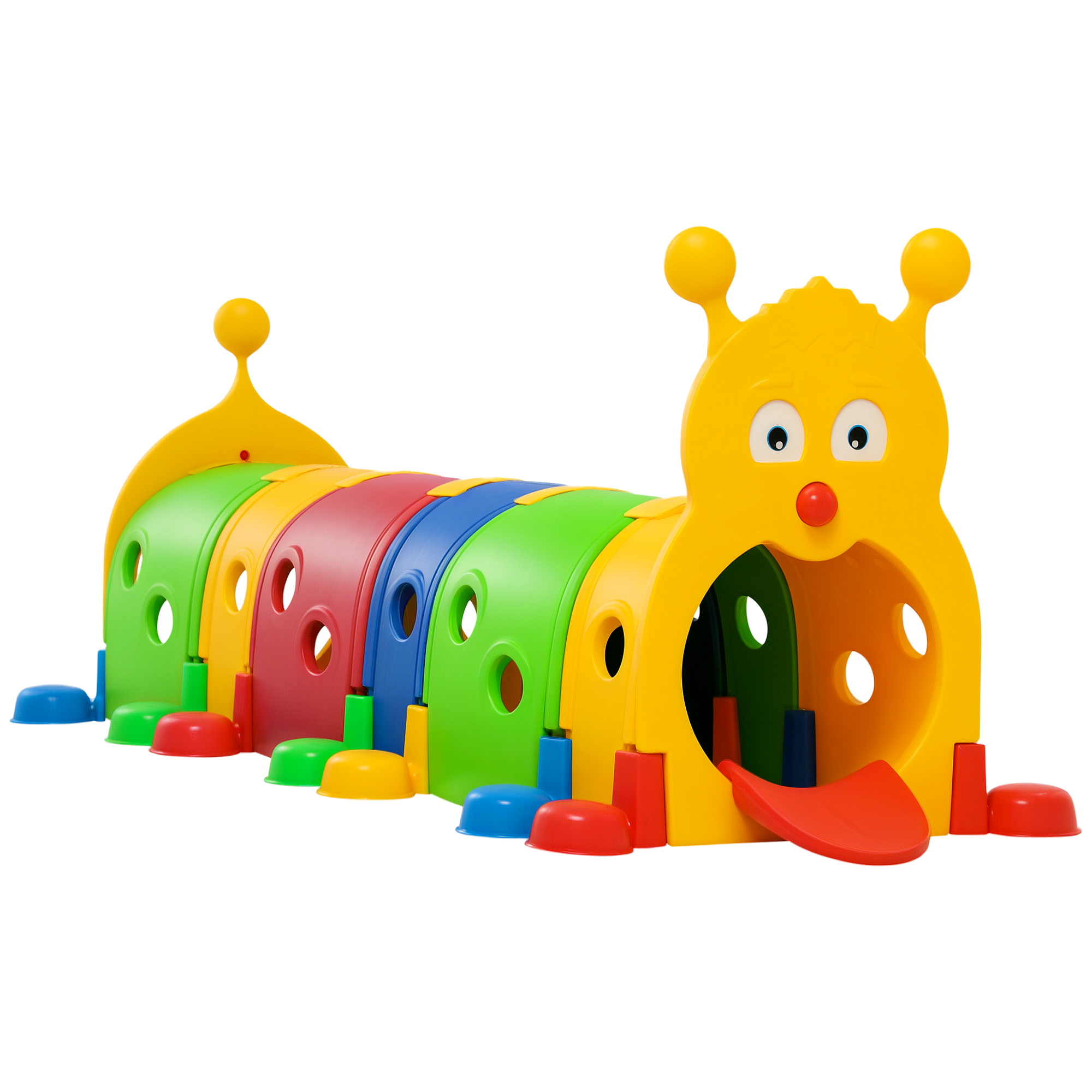 Caterpillar Tunnel, Toddler Tunnel for Kids Crawl and Climb Through, Kids' Play Structure Indoor Outdoor, 6 Sections, Multicolored