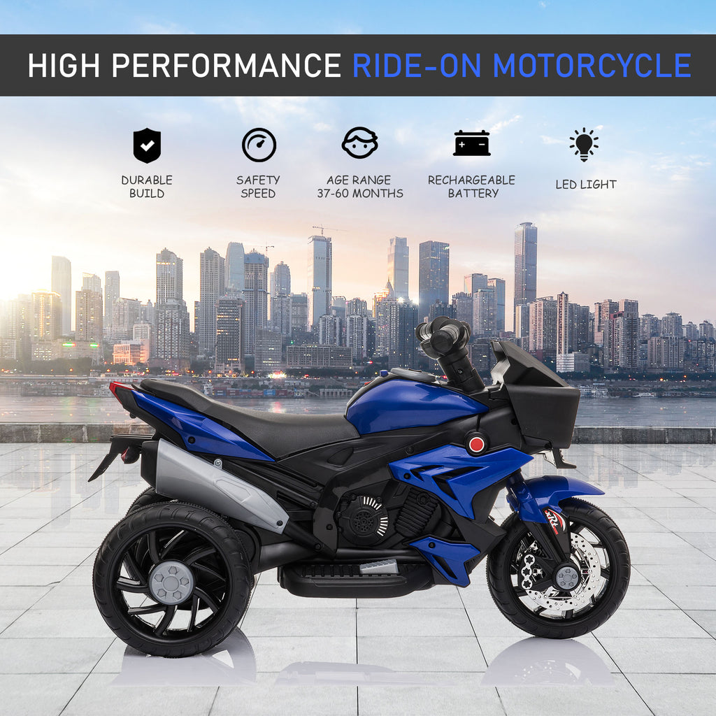 6V Kids Motorcycle Toddler Ride-on Toy, High-Traction Battery-Operated Mini Electric Motorbike with Forward/Reverse Switch, Music, Headlights, Horn, Blue